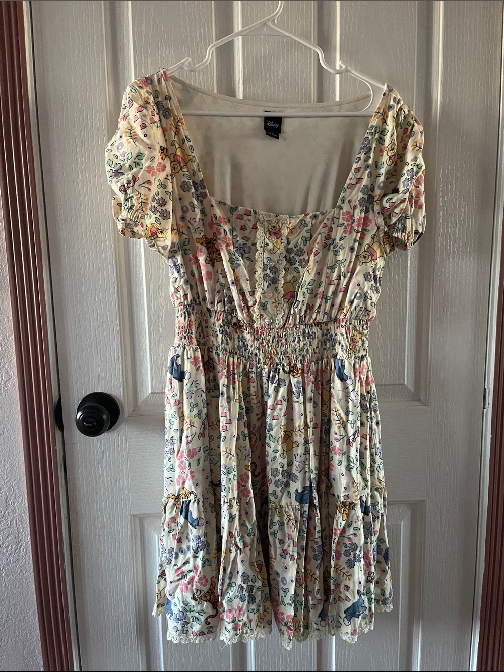 Disney Cream Floral Dress with Multicolor Print Winnie the Pooh
